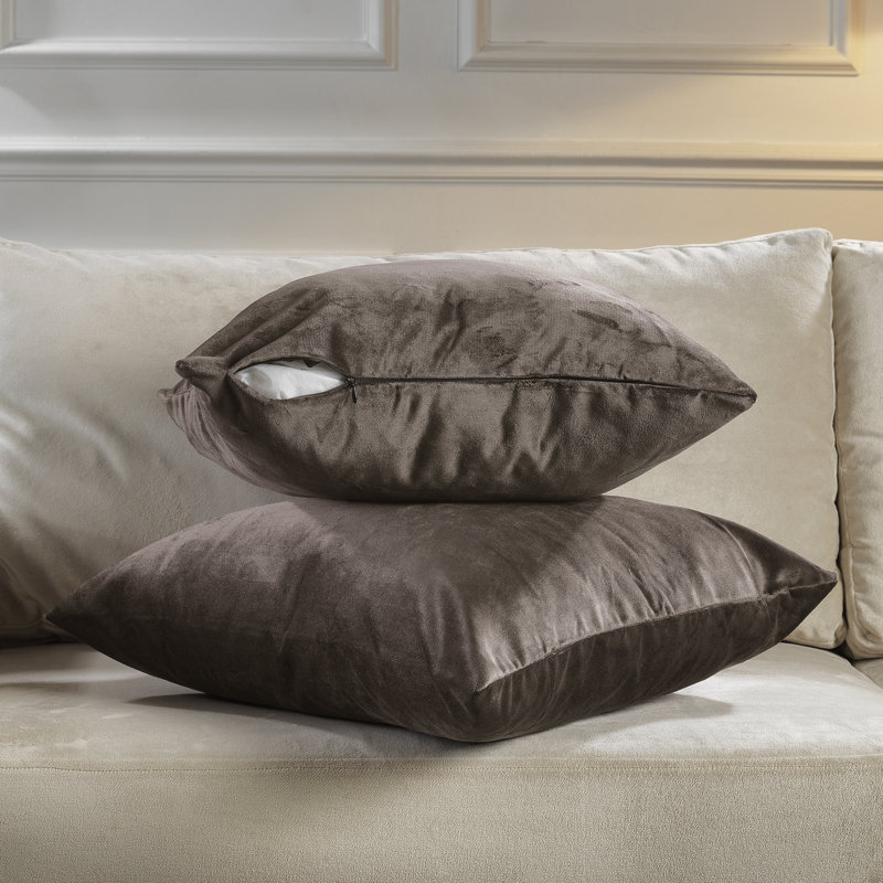 Housse de coussin en velours mat, 16 po x 16 po, 23 - brun