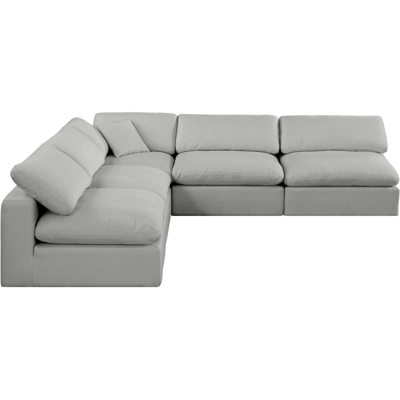 Ismayil Upholstered L-Shaped Sectional Reversible, Grey Linen Textured Fabric