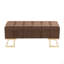 Banc de rangement en acier doré et velours brun
