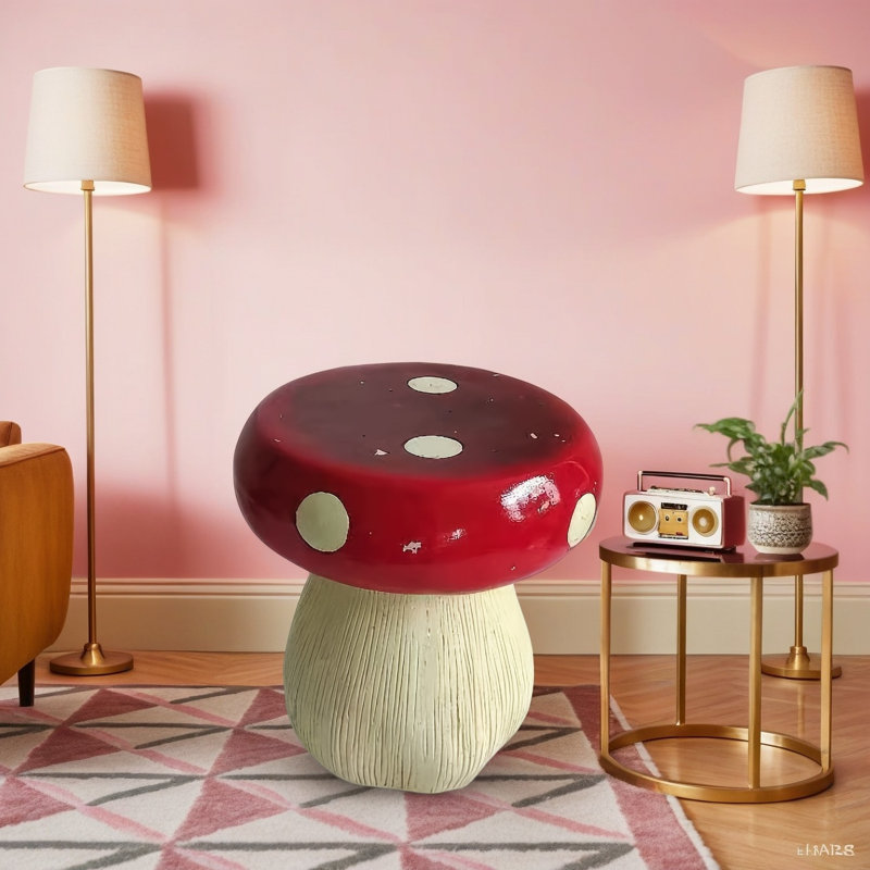 Tabouret de jardin en résine 13,8 po en forme de champignon