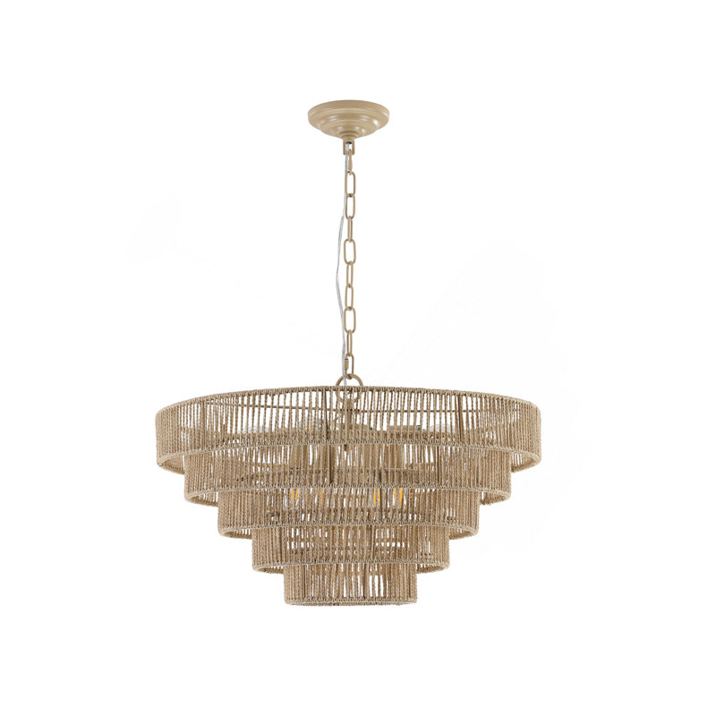 24" Modern 5-Layer Woven Hemp Rope Chandelier