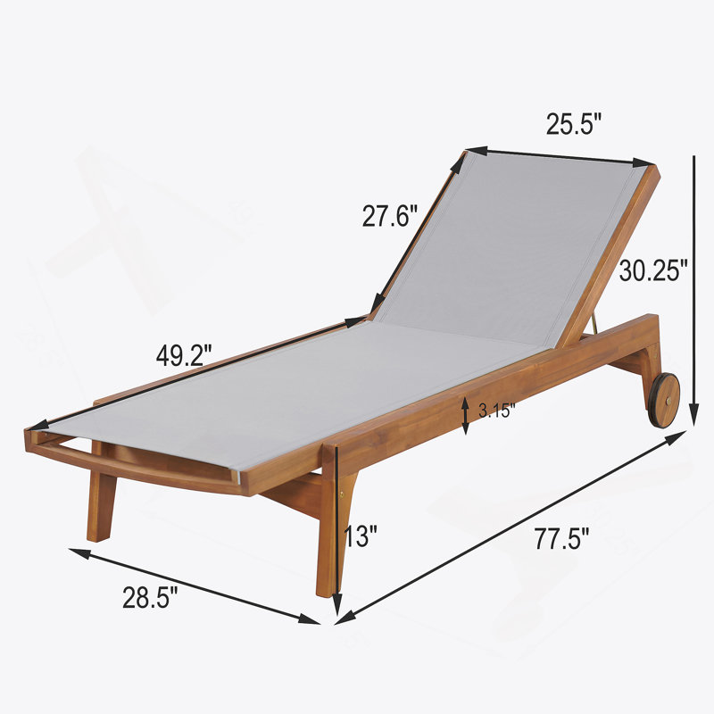 Chaise longue d'extérieur à structure en bois, Gris / naturel