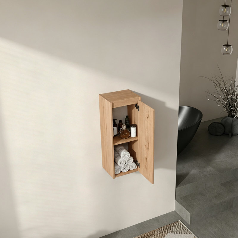 Armoire latérale moderne flottante pour salle de bain avec rangement mural pour petits espaces