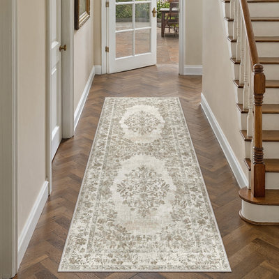 Stella Machine Washable Oriental Area Rug With Non-Slip Backing