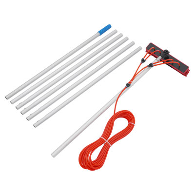 Ensemble de brosse de nettoyage de panneau solaire à longue portée pour fenêtres d'extérieur
