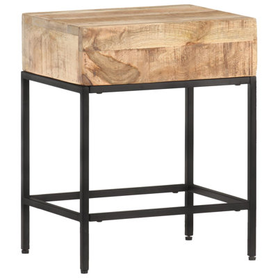 Solid Wood End Table with Storage