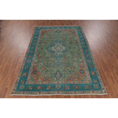 Tapis traditionnel rétro vert 6 x 10