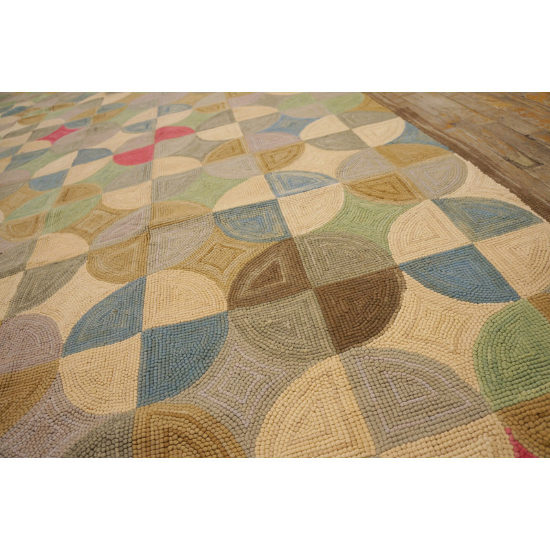 Hand Hooked Wool Geometric Area Rug