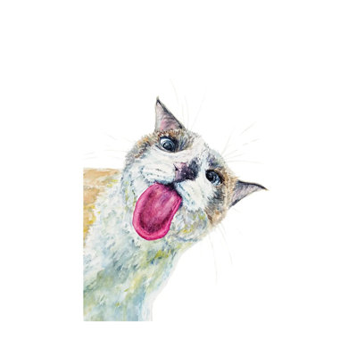 Funny Peeking Cat 1 Piece Wrapped Canvas Painting
