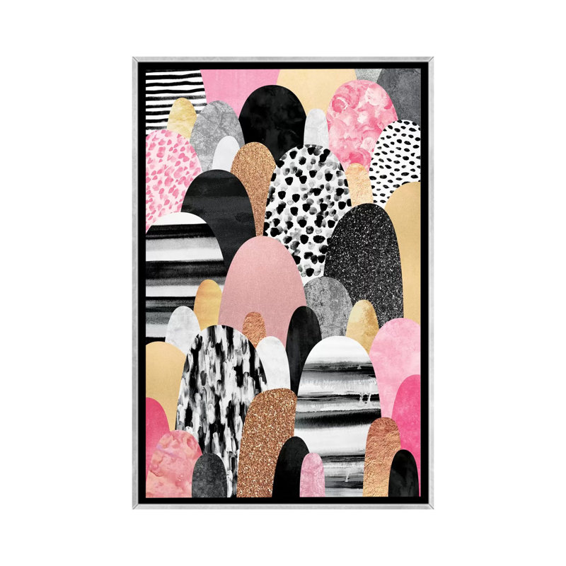 « rose pebbles » par elisabeth fredriksson-impression, H 60 po x l 40po x P 1,5 po, Toile avec cadre argenté