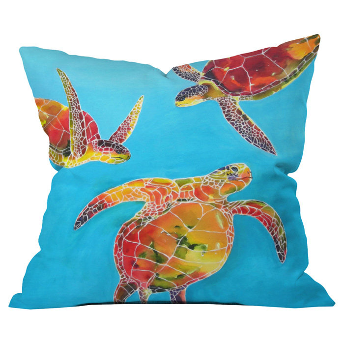 Tie Dye Sea Turtles Outdoor Throw Pillow Deny Designs 