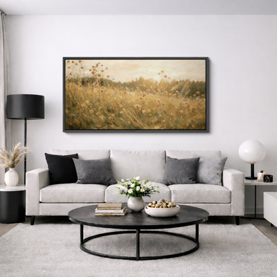Golden Meadow Wildflower Field Nature Landscape Wall Decor Extra Large Pictures Framed Canvas Print Wall Art