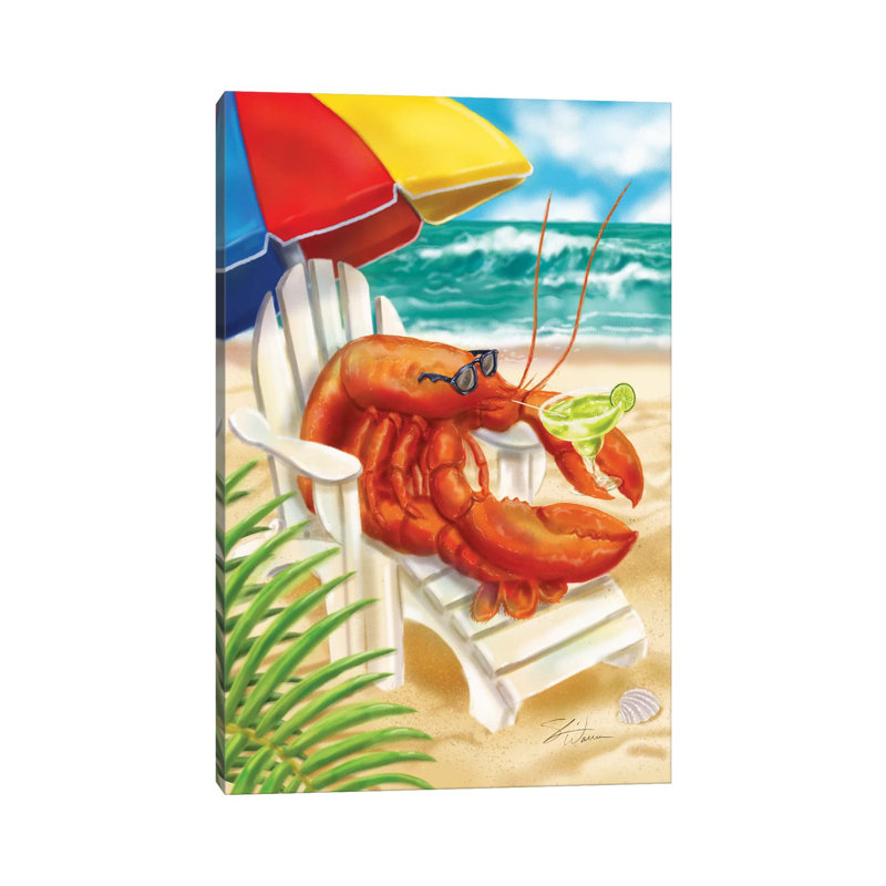 Beach Friends - Lobster by Shari Warren - Print on Canvas, 66.04cm H x 45.72cm W x 3.81cm D, Wrapped Canvas