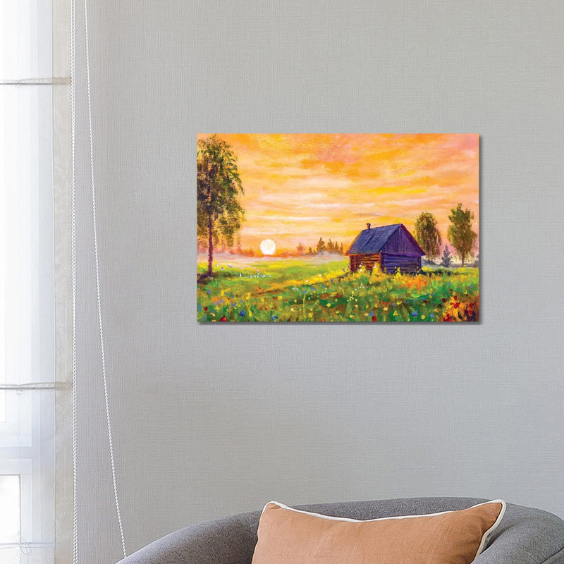 Old Rural Farmhouse In The Field by Valery Rybakow - Painting on Canvas, Wrapped Canvas, 45.72cm H x 66.04cm W x 3.81cm D