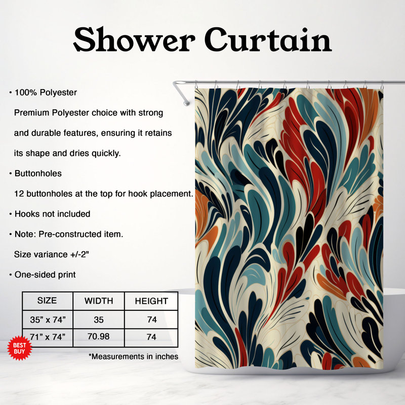 Rideau de douche Artistic Meld - Premium, H 74 po x l 71 po