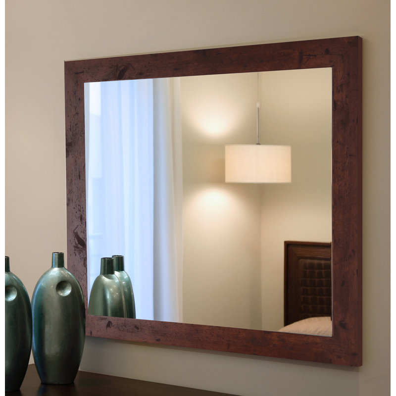 Wood Flat Wall Mirror, 39.5" H x 45.5" W