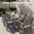 Patio Dining Set for 4 Person All Weather 5 Piece HIPS Outdoor Patio Table and Chairs Set with Umbrella Hole & Aluminum Frame Plastic Outside Furniture for Backyard, Garden, Deck, Poolside, Gray-1626311598