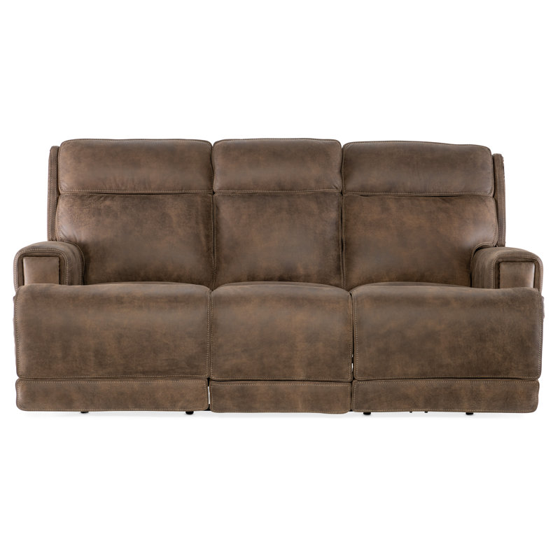 Wheeler 83'' Brown Leather Reclining Sofa with Nailhead Trim