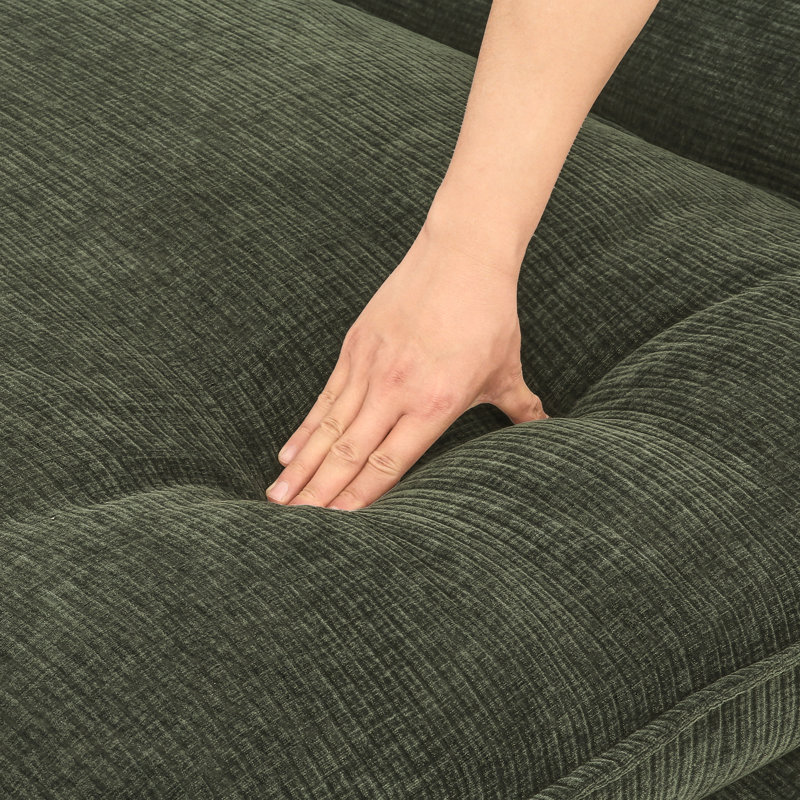 Gary Armless Accent Chair, Army-Green Chenille