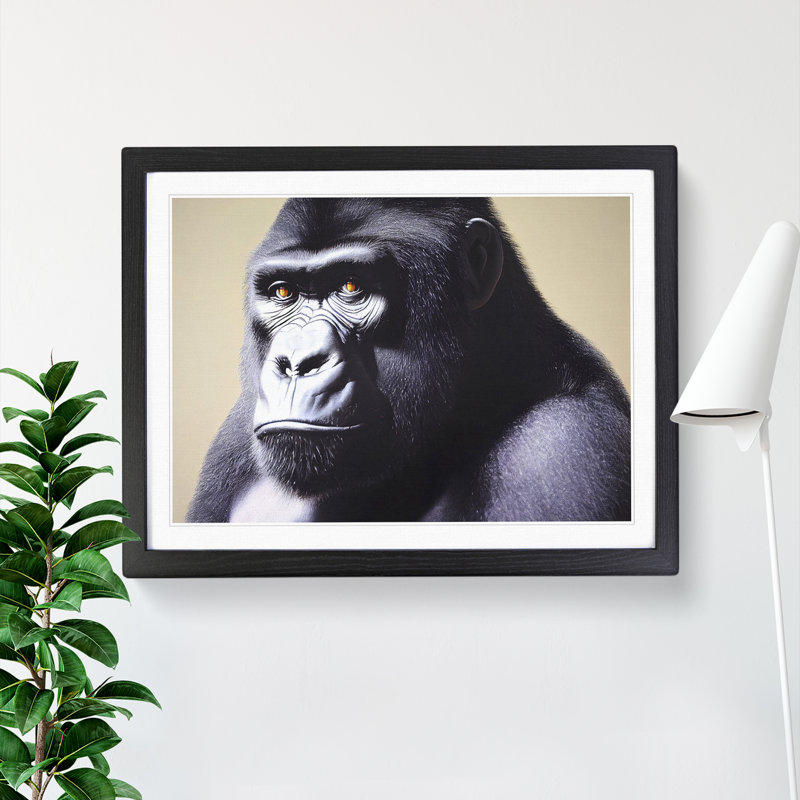Outstanding Gorilla - Single Picture Frame Print, Black, 34cm H x 46cm W x 2cm D