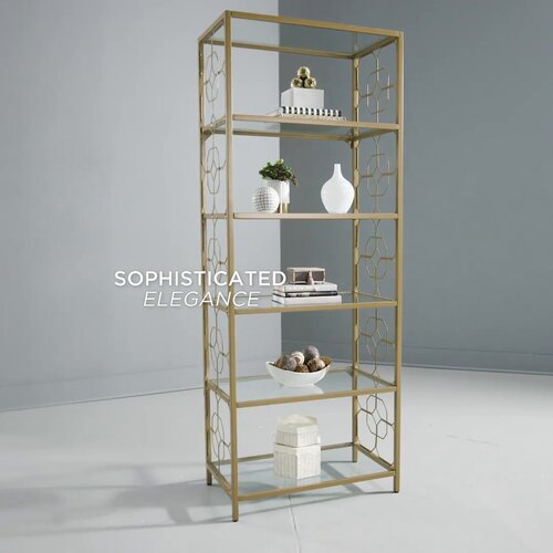 Willa Arlo Interiors Easley Modern Gold Arched Etagere Bookcase