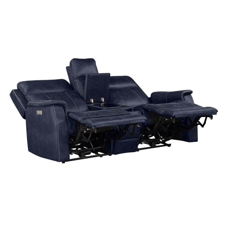 Frankenmuth Upholstered 74'' Reclining Loveseat, Ocean Blue 100% Polyester