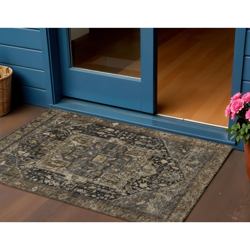 Tapis intérieur lavable extérieur 3 pi x 5 pi Medallion