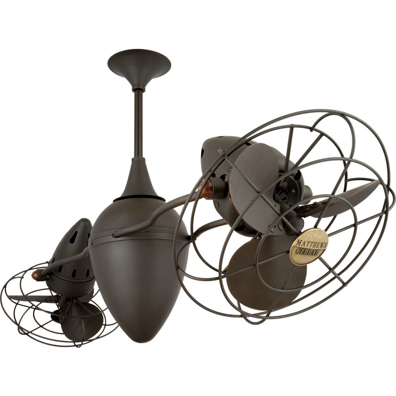 Ventilateur de plafond en cage à 6 pales 48 po avec commande murale Ar Ruthiane, Bronzette