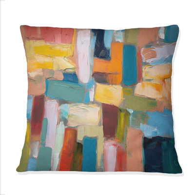 Vibrant Cubist Colourfields II - Abstract Collages Printed Throw Pillow