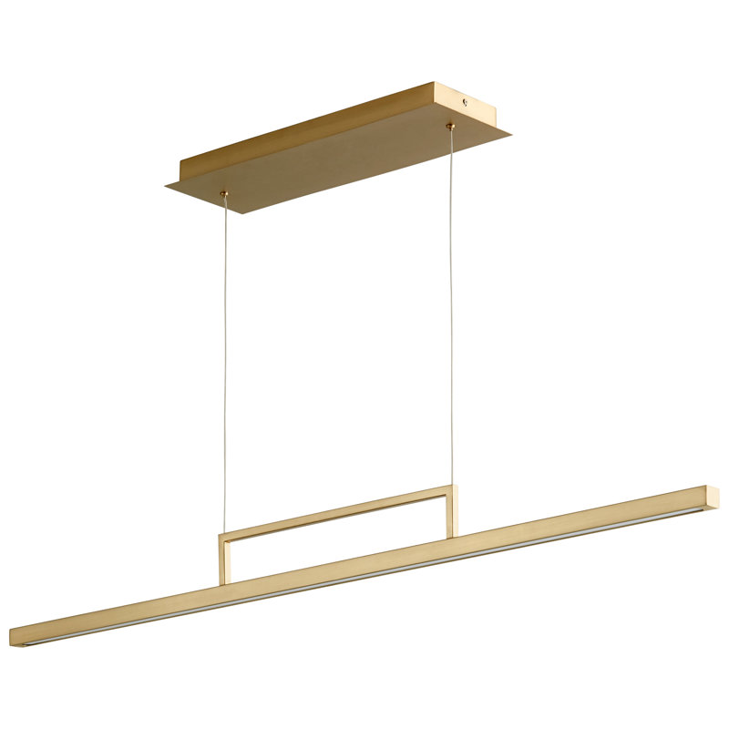 Luminaire suspendu linéaire à 1 lumière pour îlot de cuisine Gasperone, H 129,5 po x l 47 po x P 5,9 po, Nickel satiné