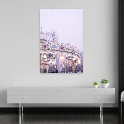 Dreamy Carousel Lights Dreamy Elegant Romantic City Winter Wall Art Print