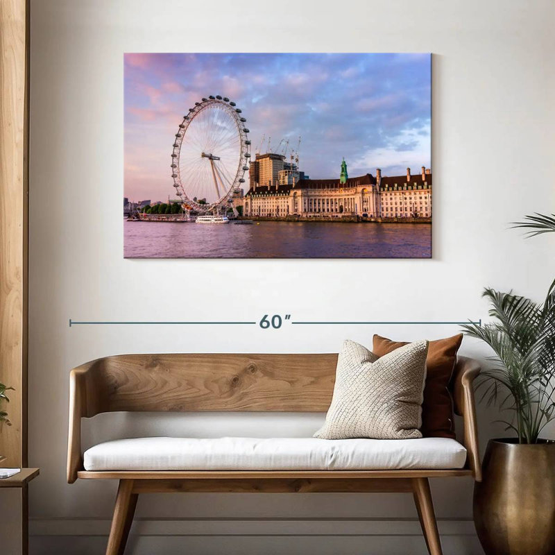 Rorry London Eye Along Thames River, 30" H x 45" W