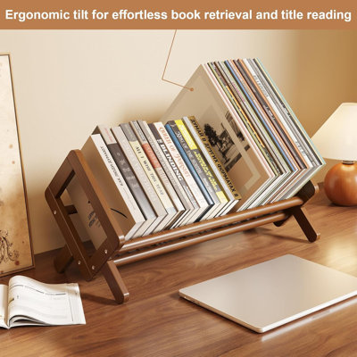 Étagère de bureau de qualité supérieure, bibliothèque sous le bureau en bambou, étagère à livres, étagère de rangement en bois, rangement pour tablettes de comptoir, petit porte-revues de table pour les livres, tablette de comptoir