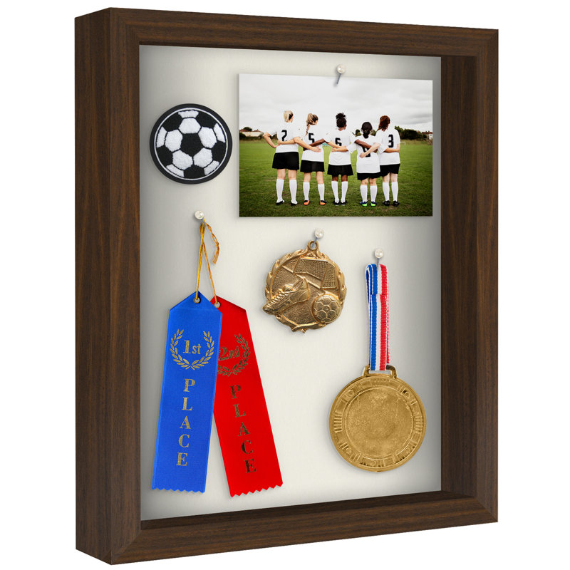 Sturdevant Shadow Box Frame Composite Wood with Glass for Hanging and Tabletop, Walnut, 11" x 14"