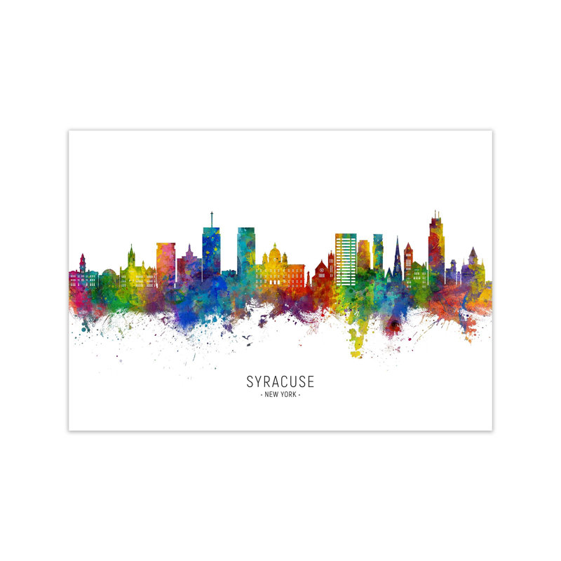 Syracuse New York Skyline by Michael Tompsett - Print, Unframed, 30cm H x 42cm W x 1cm D
