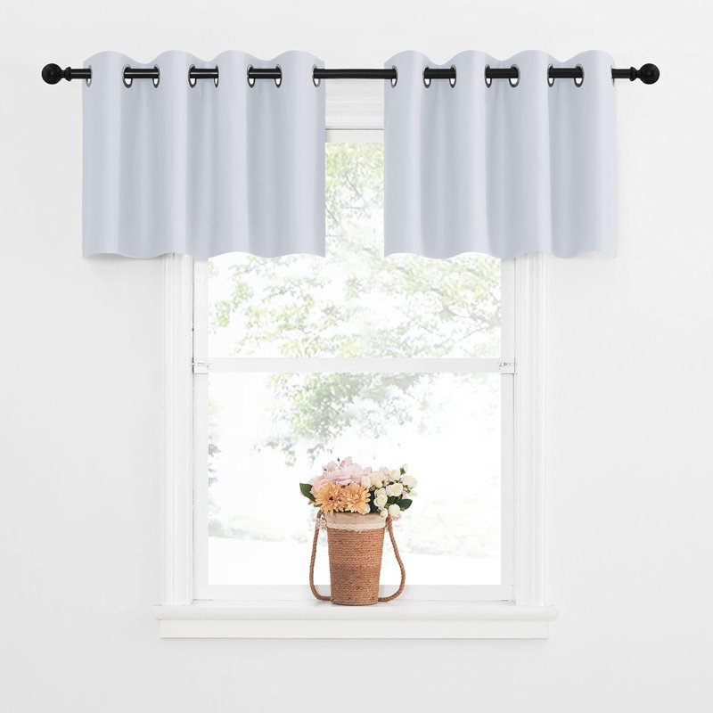 NICETOWN Blackout Small Window Valances, Rustic Farmhouse Curtains Grommet Top Thermal Insulated Window Drapes for Kitchen/Bathroom/Basement, 2 Panels.
