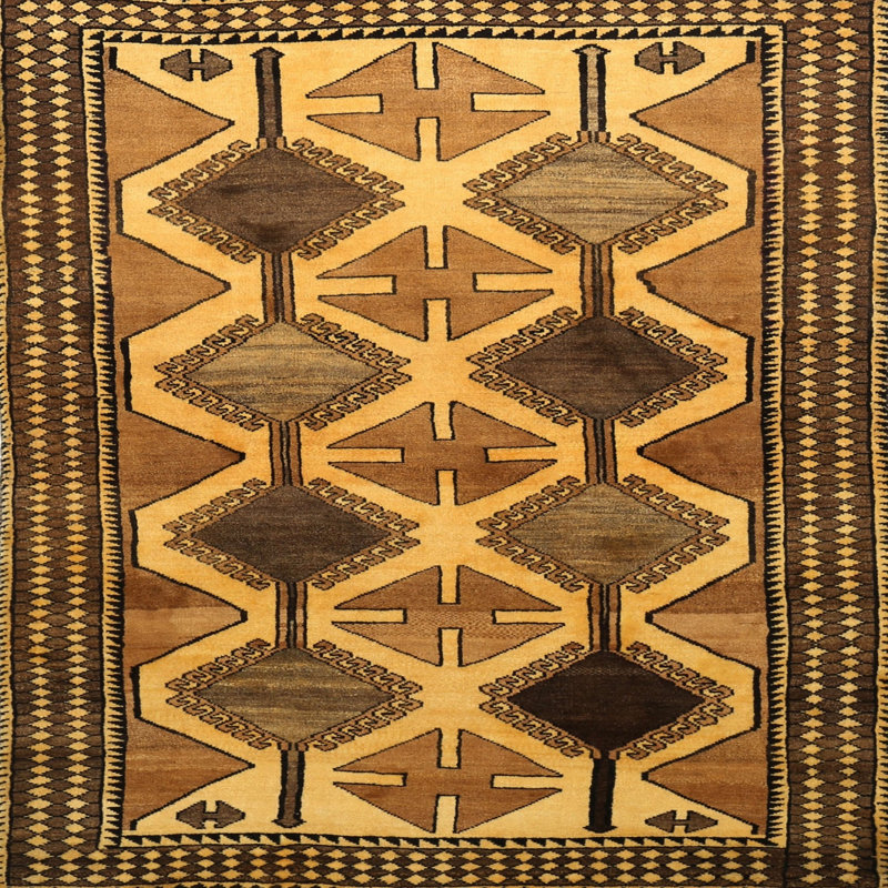 Tapis traditionnel doré / gris Safra, Carré 8 pi
