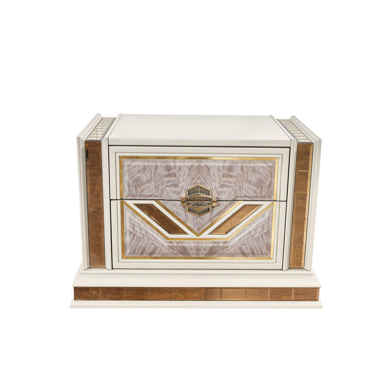 Élégante table de chevet beige Gluck