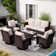 Nadilee Premium All-Weather Wicker 7 - Person Patio Conversation Sets with Cushions