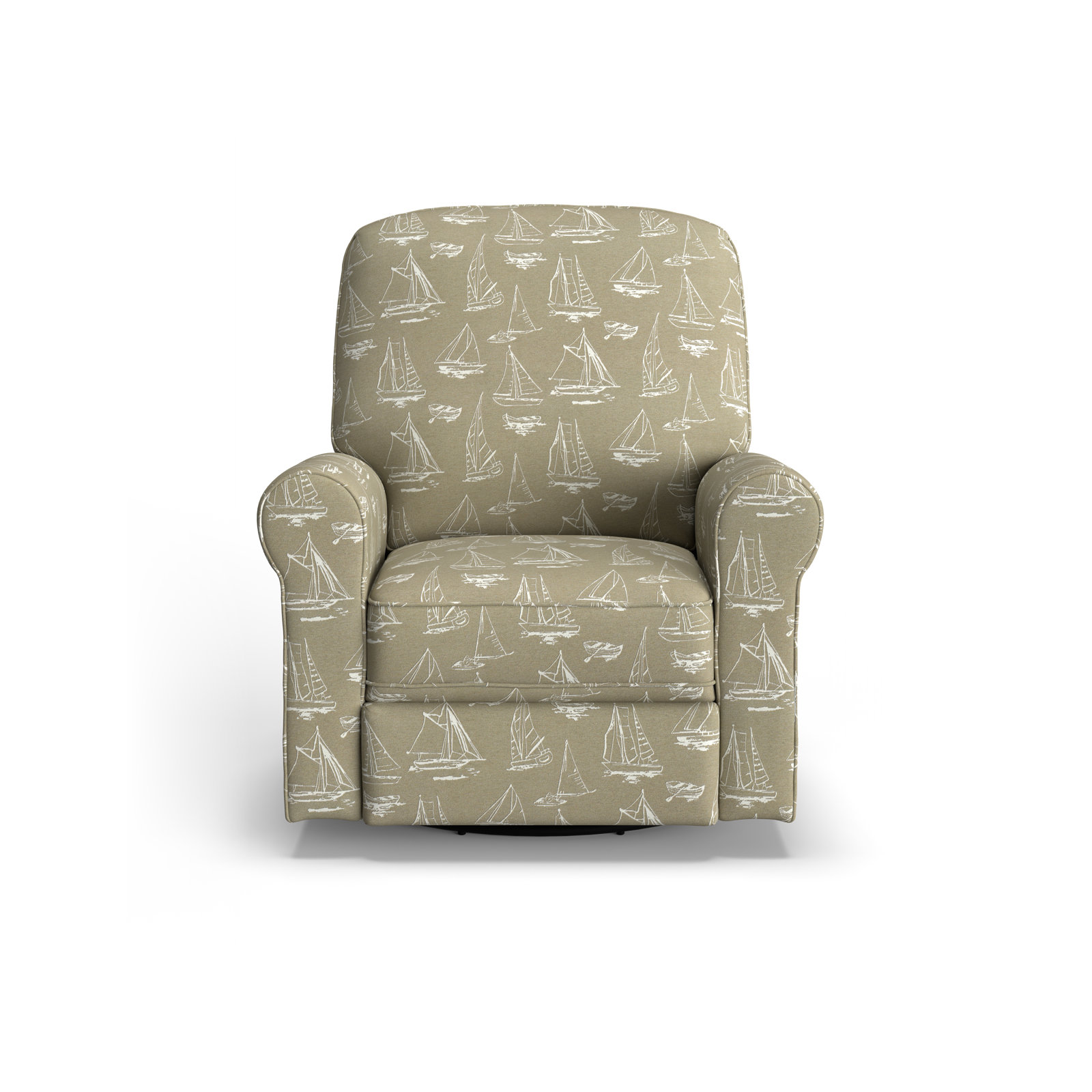 Anastasia Upholstered Swivel Reclining Glider, Below Deck Linen Nautical Performance