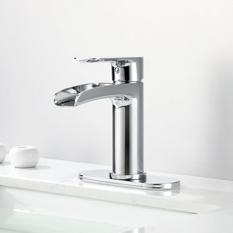 Robinet de salle de bain à un trou, Chrome poli