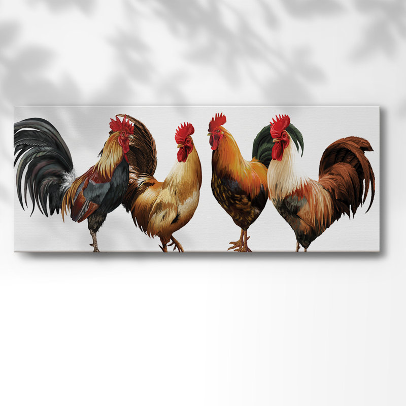 Coq sur toile, H 12 po x l 30 po x P 1,5 po
