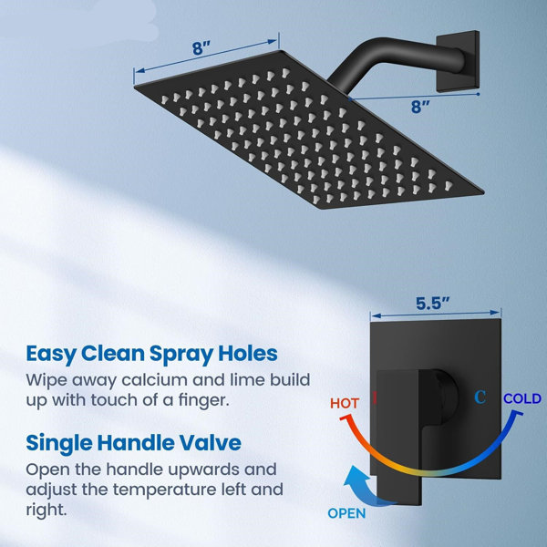 SOLVUR Shower Faucet Set Bathroom Rain Shower System SUS304 Stainless ...