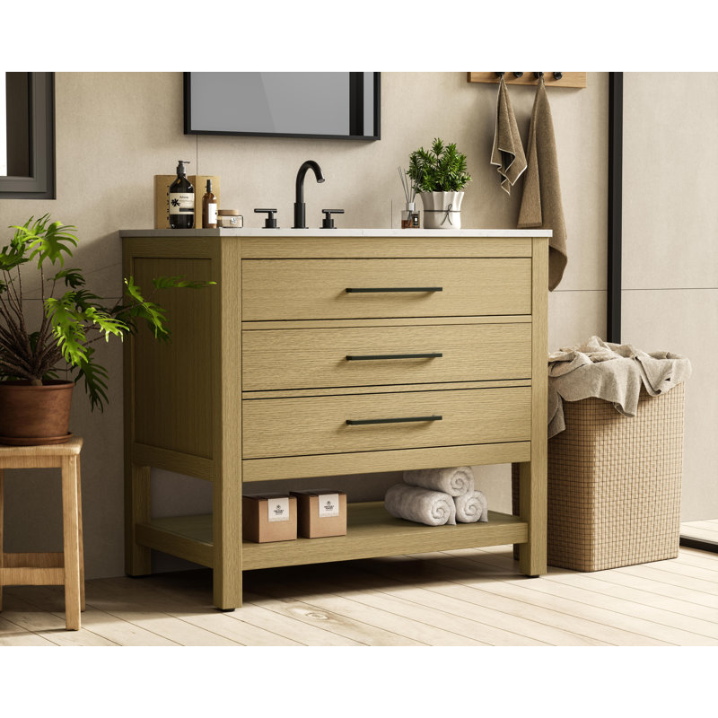 Meuble-lavabo simple 36 po_Moderne_VF60536, Brun miel
