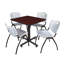 Table de salle de repos carrée Nicklo, chaises empilables 4 M-32668263-132626867-32668257