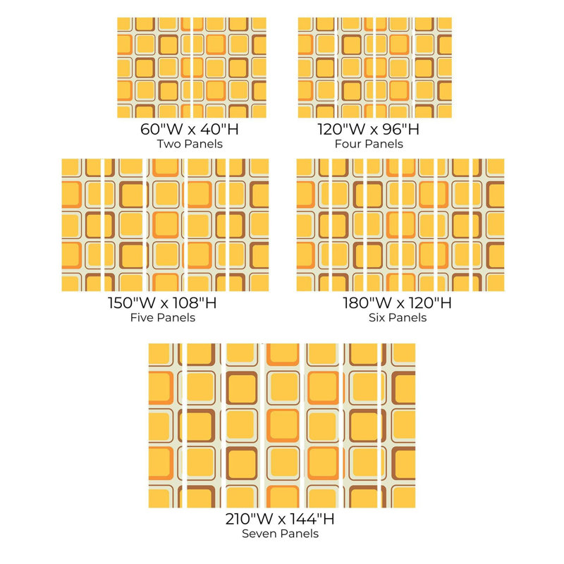 Premium Wallpaper Wall Mural - Retro Squares Pattern, 96" L x 120" W