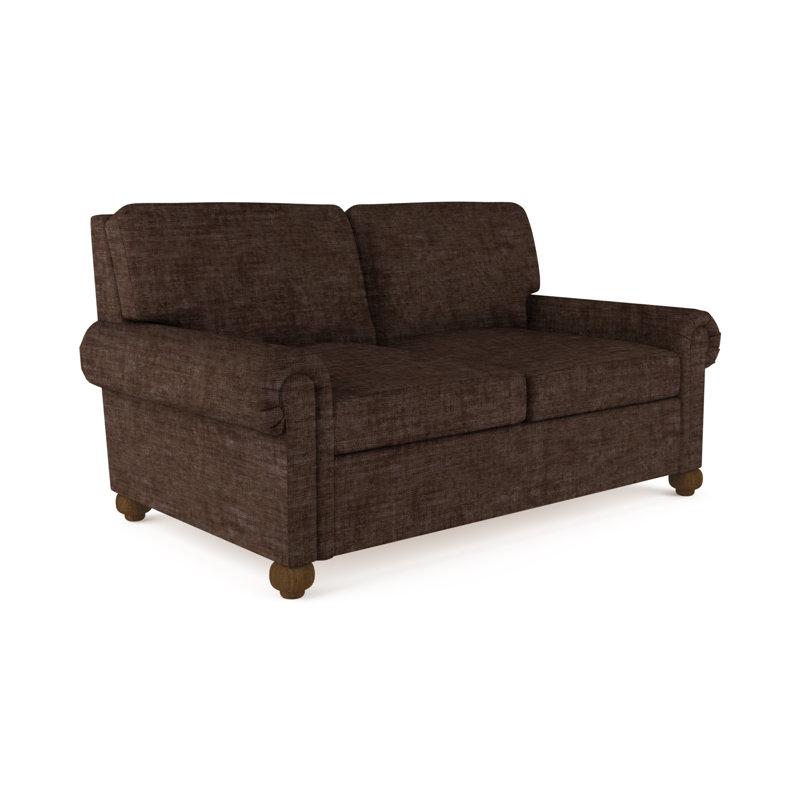 Causeuse Leroy, Brun foncé, Lin à tissage carré albâtre, H 36 po x l 72 po x P 43 po