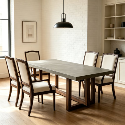 Vintage Gray Solid Wood Rectangular Dining Table