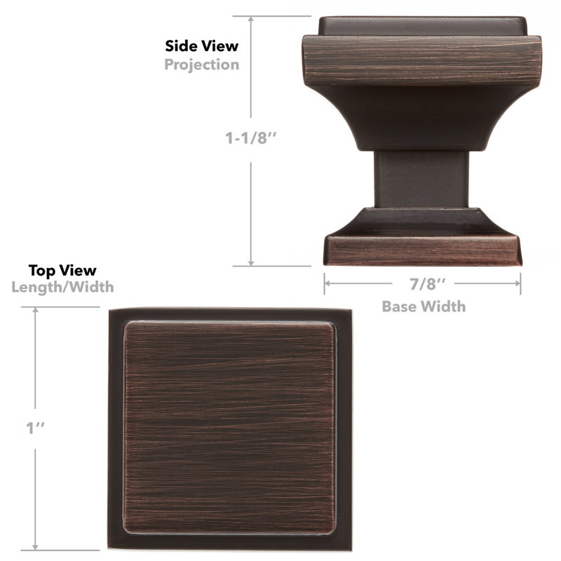 1" Length Square Knob Multipack, Oil Rubbed Bronze
