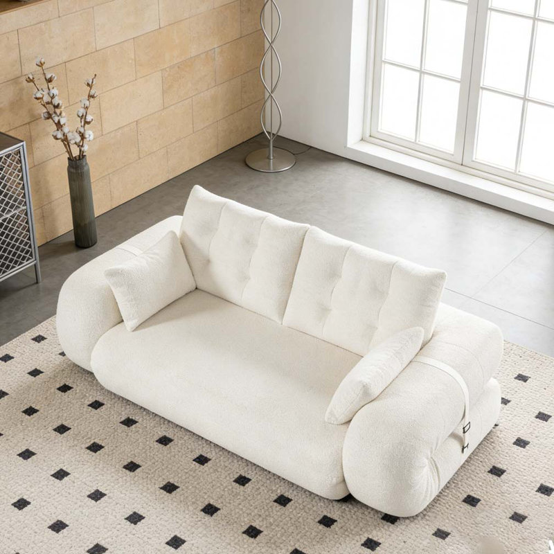 Canapé-lit pliable multifonctionnel 78,7 po, Beige et blanc